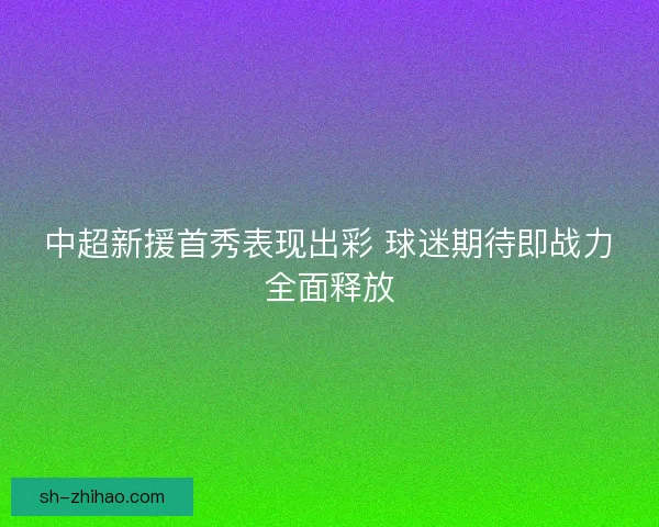 中超新援首秀表现出彩 球迷期待即战力全面释放