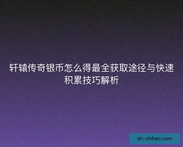轩辕传奇银币怎么得最全获取途径与快速积累技巧解析 轩辕传奇银币怎么得最全获取途径与快速积累技巧解析